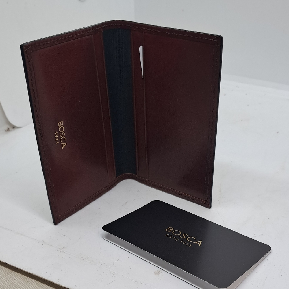 Mens Bosca Leather Card Holder - Rich Brown